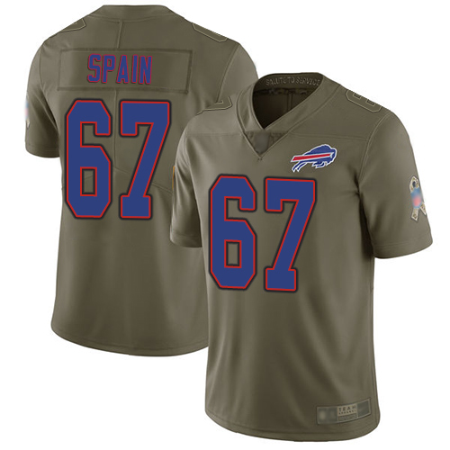 Men Buffalo Bills #67 Quinton Spain Limited Olive 2017 Salute to Service NFL Jersey